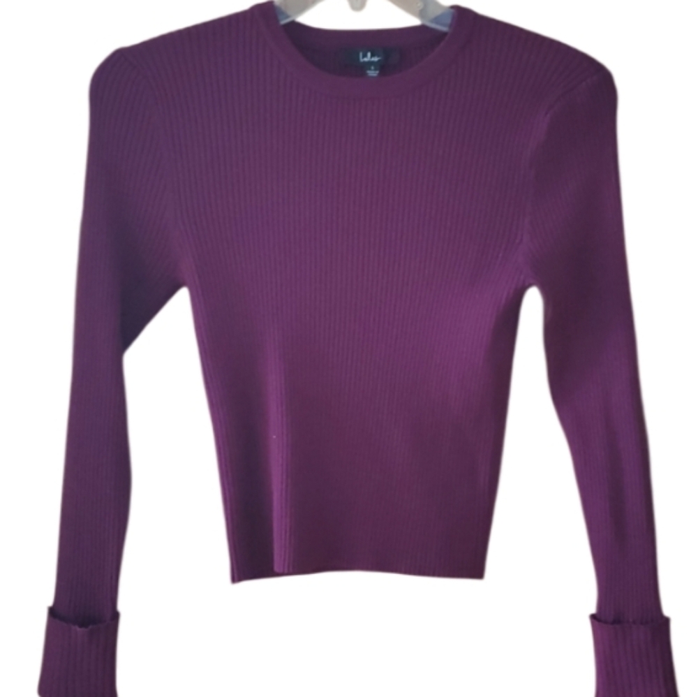 Lulus Junior Large Purple Ribbed Sweater Top Size Large